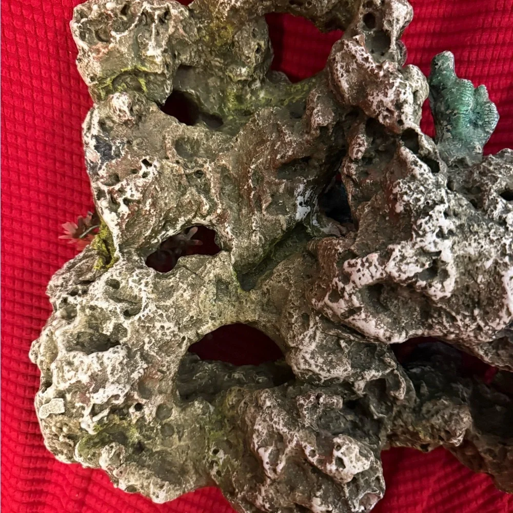 synthetic aquarium decor designed to look like a coral reef